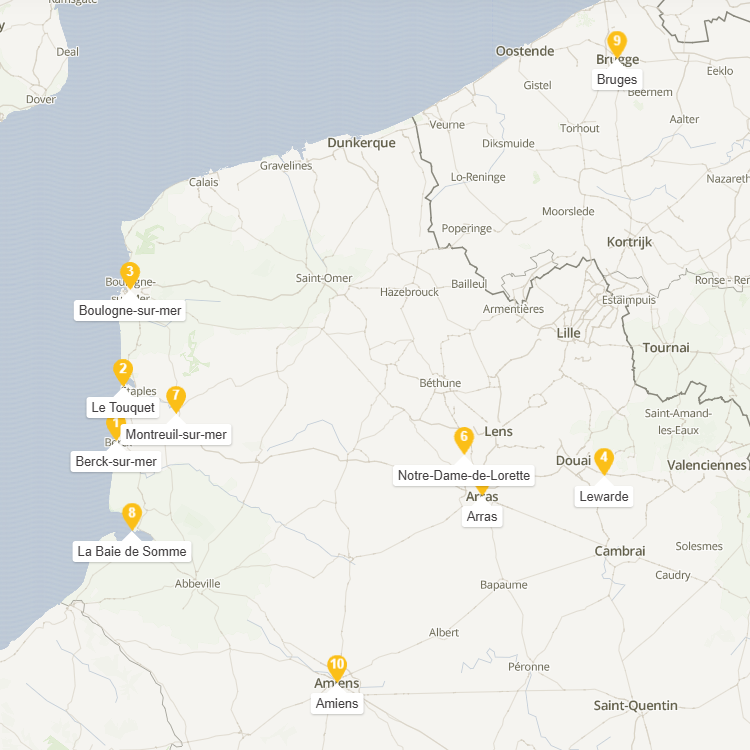 Carte Côte d'opale