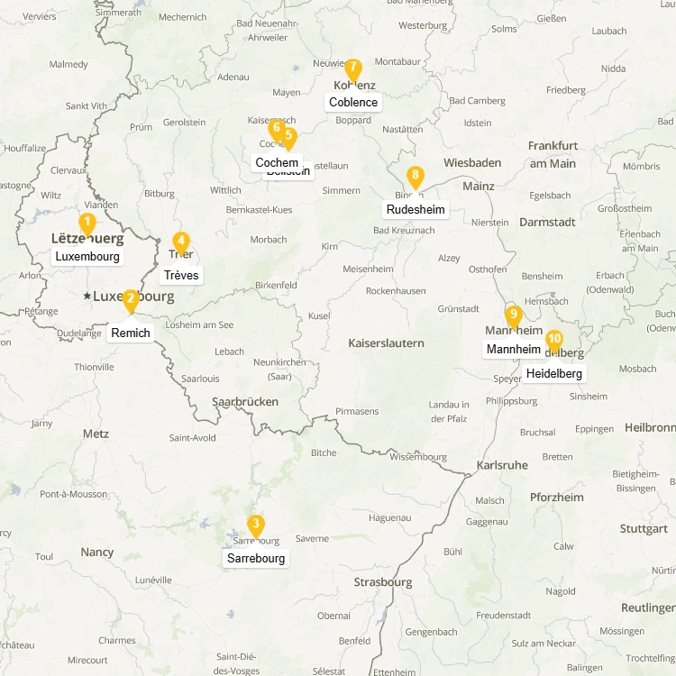 Carte croisière 4 fleuves
